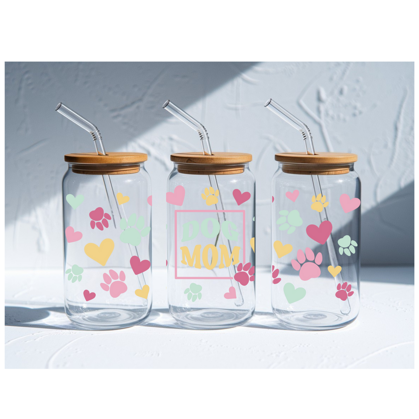 Pastel Dog Mom Glass