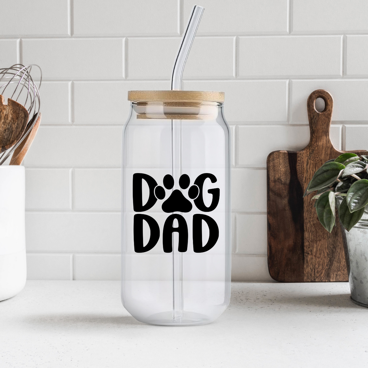 Paw Dog Dad Glass