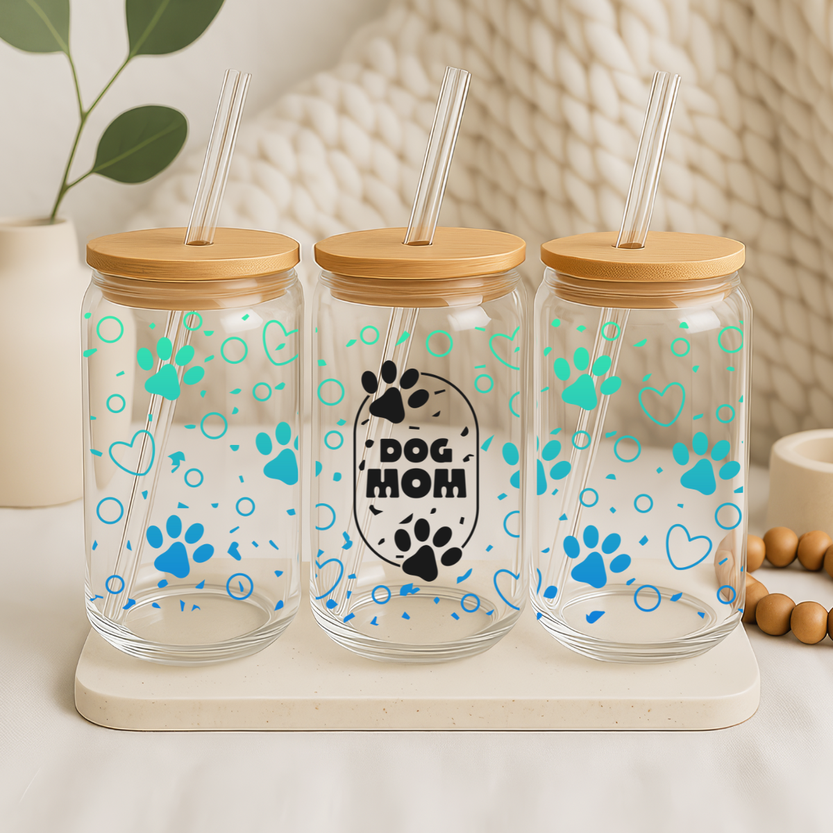 Blue Dog Mom Glass