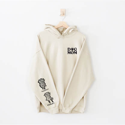 Custom Dog Mom / Dog Dad sleeve Pet Portrait Hoodie