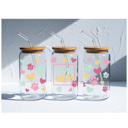 Pastel Dog Mom Glass