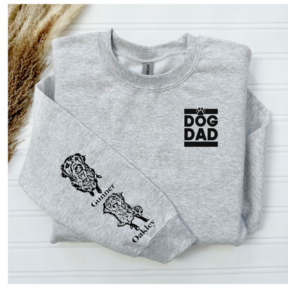 Custom Dog Mom / Dog Dad sleeve Pet Portrait Crewneck