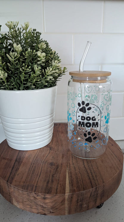 Blue Dog Mom Glass