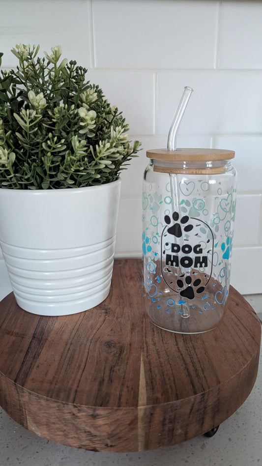 Blue Dog Mom Glass
