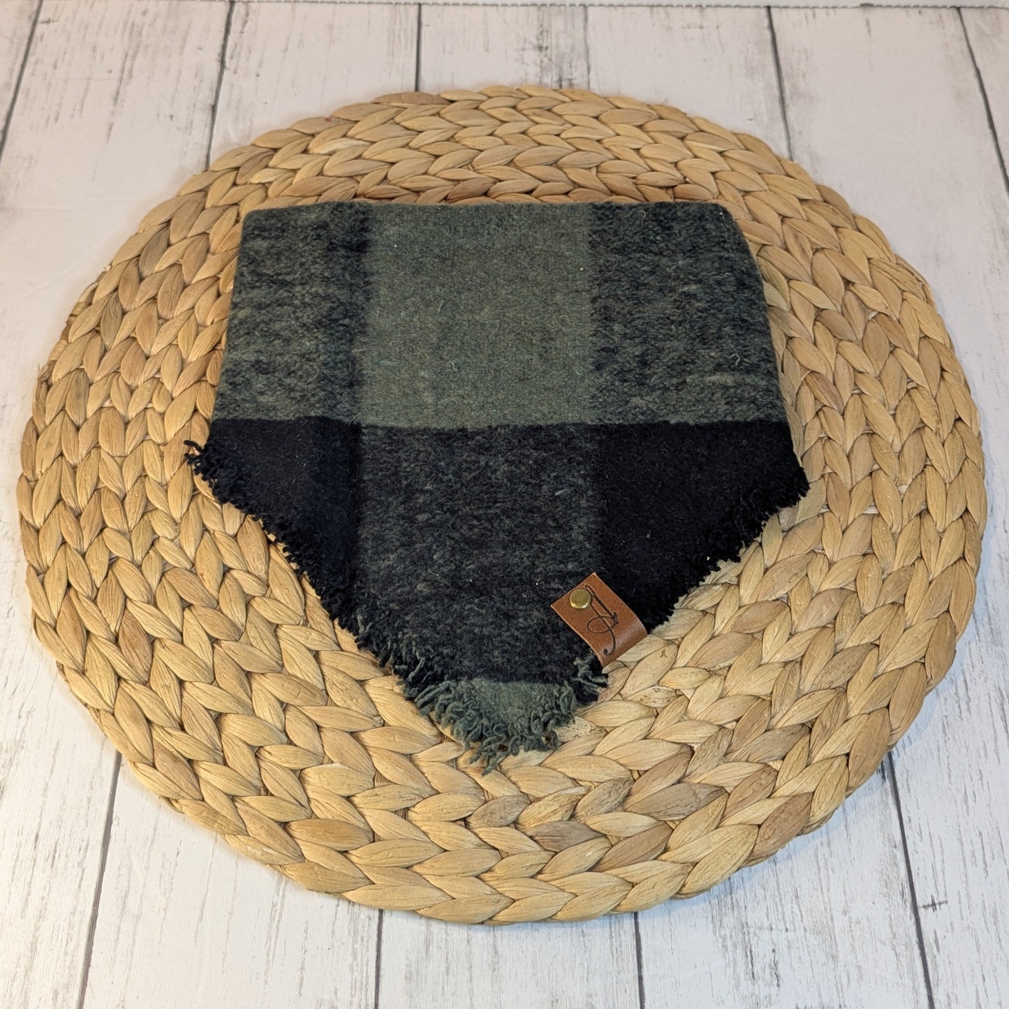 Green Plaid Wool Bandana