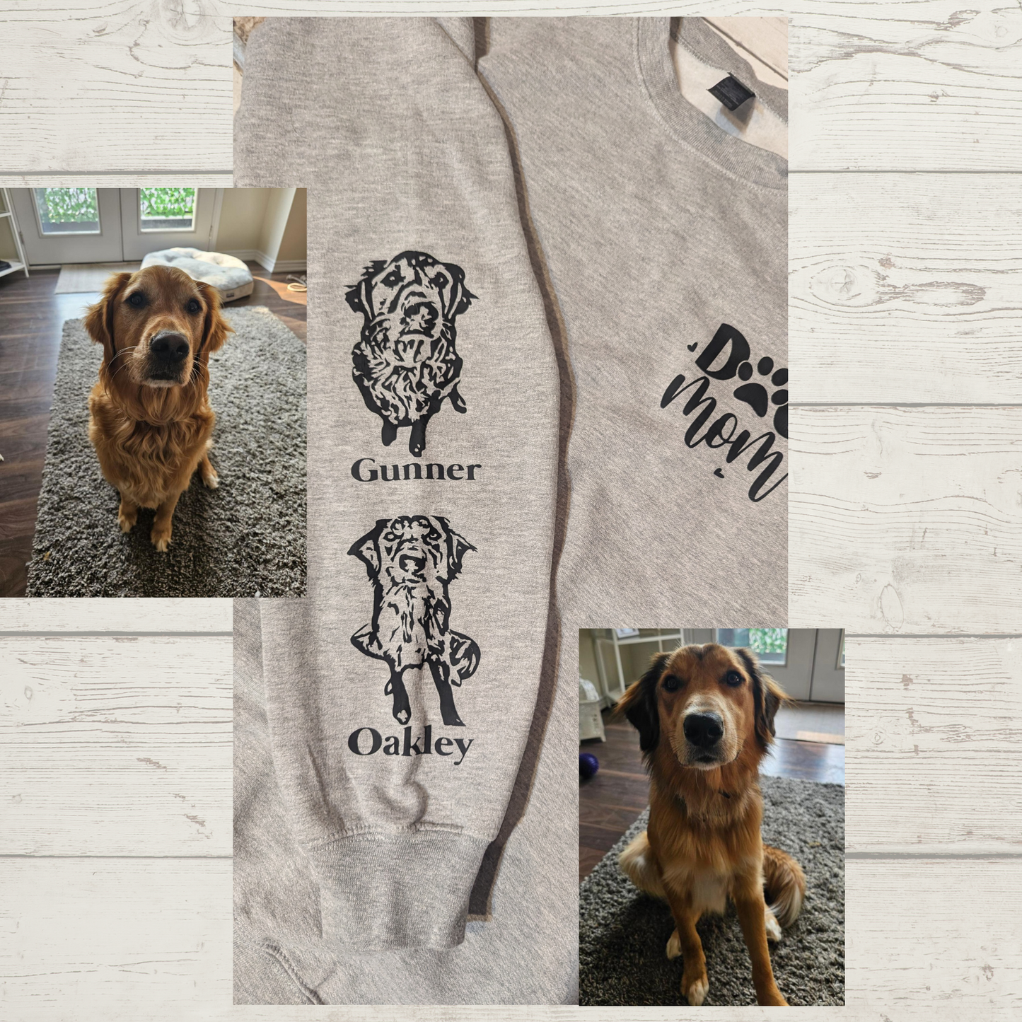 Custom Dog Mom / Dog Dad sleeve Pet Portrait Crewneck