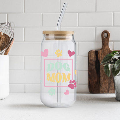 Pastel Dog Mom Glass
